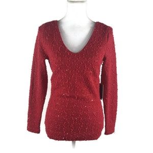 Jennifer Lopez Womens Size S V-Neck Red Sweater